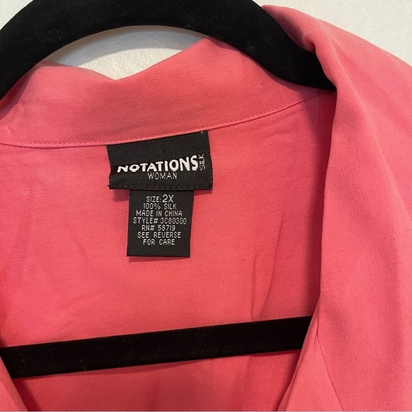 Notations Woman silk pink Button-Up Top size 2X drapey cutout thin flowy spring - Picture 4 of 8
